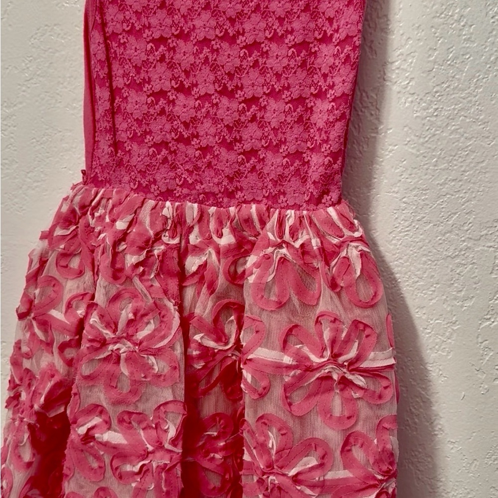 Place Fuchsia Lace and Bow Kids Dress